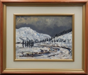 Art hand Auction [Air] Guaranteed authenticity Moridori Snow of Hokuriku Oil painting F6 edition Signed endorsement Framed Member of Independent Art Association Teacher: Hanjiro Sakamoto 8A13.j.3.1.F, painting, oil painting, Nature, Landscape painting