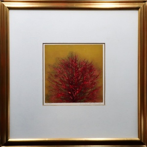 [.] genuine work guarantee star . one [.( red )] woodblock print autograph have frame difference box 1973 year work .. tree version popular author country ... member Japan woodcut association ..C3T26.im.F