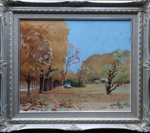 Art hand Auction [Sora] Guaranteed authentic work by Kikuo Saito, Autumn watercolor, size F8, signed and endorsed, framed, Souten Concorde, from Tochigi Prefecture, active in the Paris art world, member of the First Line Art Committee, C3A14.hq.4.3.F, Painting, watercolor, Nature, Landscape painting