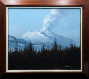 Art hand Auction [Air] Authenticité garantie Haruo Sawago Peinture à l'huile du mont Asama F10 Signée et approuvée Encadrée Un chef-d'œuvre d'un artiste talentueux Observation du majestueux mont Asama un jour d'hiver C3A02.i.16.2.F, peinture, peinture à l'huile, Nature, Peinture de paysage