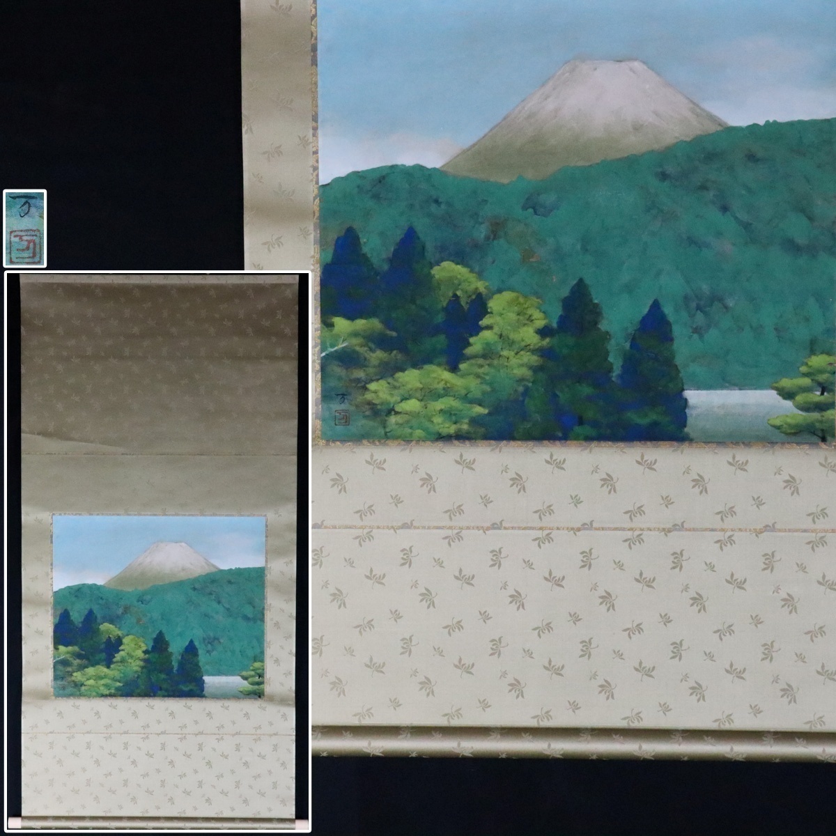 [Sora] Guaranteed authenticity, Man Kaneko, mountain painting, Japanese painting, paperback, with seal, hanging scroll, box, Nihongain Doujin, master: Issou Sakaguchi 8TT31.jD, painting, Japanese painting, landscape, Fugetsu