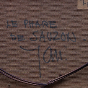 【宙】真作保証 外国人作家「ソーゾン灯台 Phare de Sauzon」油彩 F3号 サイン裏書有 額装 フランス風景画 C2D36.j.Dの画像9