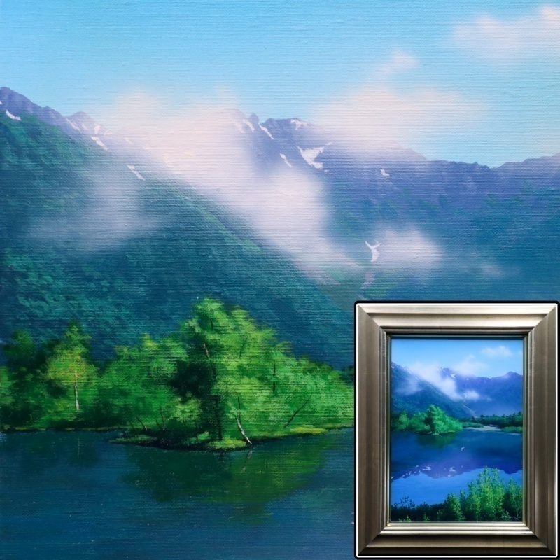 [Sora] Guaranteed authentic Hideo Mori Taisho Pond - Early Summer, Hotaka Oil painting, F4 size, signed and endorsed, framed, Ichiyokai representative, figurative painting, exhibited at the Biennale, many solo exhibitions, 11D27.hi.D, Painting, Oil painting, Nature, Landscape painting