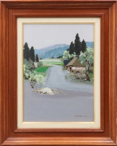 Art hand Auction [Air] Guaranteed authenticity Yasushi Oishi Early Spring in a Private House Oil painting F4 size Signed Framed Single painting Handled by Hakujitsukai member, founding member of the Paris International Salon Master: Goro Ishizaki 10T02.jD, painting, oil painting, Nature, Landscape painting