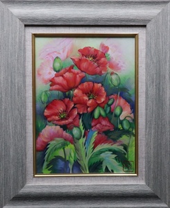 Art hand Auction [Air] Copy, Tamako Kataoka, Flower painting, Oil painting, No. F4, Signed and endorsed, Framed, Poppy, Aya, Order of Culture, Person of Cultural Merit, Japan Art Academy member, Female master C3F27.nq.23.14.D, painting, oil painting, still life painting