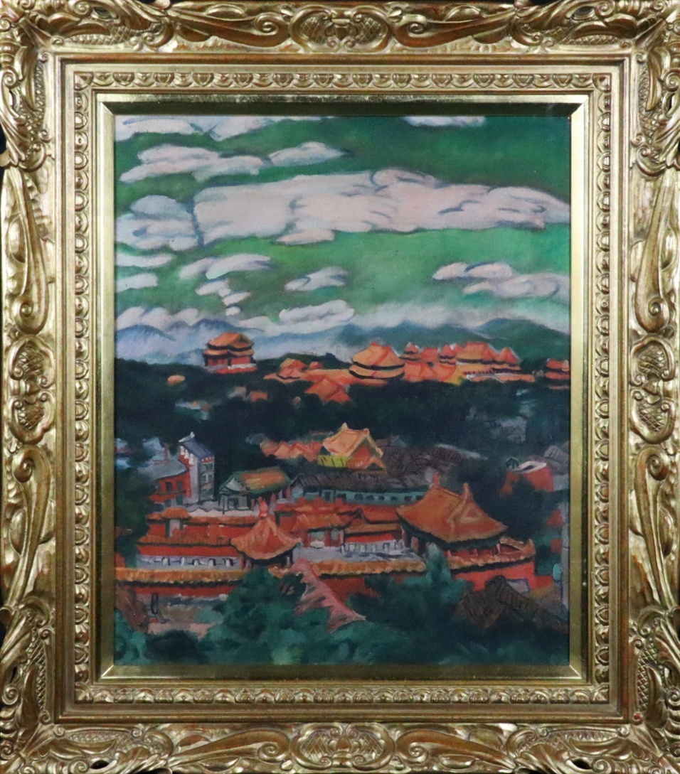 [Air] Copy, Ryuzaburo Umehara's Forbidden City oil painting, F20, signed and endorsed, framed, with Hiroshi Takahisa certification seal, produced in 1940, master of Showa Western painting, Order of Culture C3A40.m.(240), painting, oil painting, Nature, Landscape painting