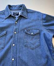 80s〜 USA製 WRANGLER 70127-MW DENIM WESTERN SHIRT OLD VINTAGE アメリカ製 ラングラー デニムウエスタンシャツ オールド ビンテージ_画像3