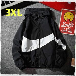 週末セール☆マウンテンパーカー　3XL メンズ　ブラック　ナイロンパーカー　