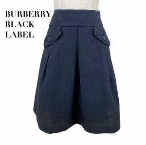 中古 バーバリーブラックレーベル BURBERRY BLACKLABEL ボックスプリーツ スカート 黒 レディース サイズ36