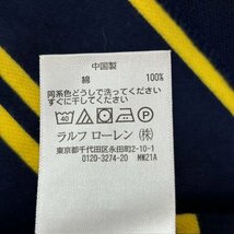 中古 ポロラルフローレン POLO RALPH LAUREN 半袖 ポロシャツ ダブルボーダー柄 ネイビー×イエロー メンズ Lサイズ_画像5