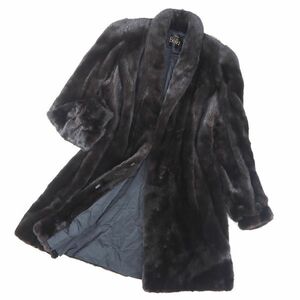 4-ZCF117【美品】GINZA Bella マホガニーミンク MINK ミンクファー 最高級毛皮 ロングコート 毛質 艶やか 柔らか ダークブラウン 10