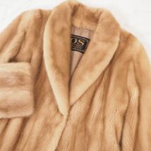 4-ZCF138 GUY LAROCHE パステルミンク MINK ミンクファー 最高級毛皮 ロングコート 毛質 艶やか 柔らか ライトブラウン レディース_画像3