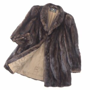 4-ZCF141 Saito furs カナダ製 デミバフミンク MINK ミンク 最高級毛皮 セミロングコート 毛質 艶やか 柔らか ダークブラウン レディース