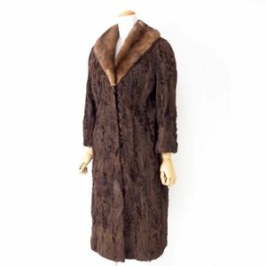 4-ZCF179 【美品】Caster Fuys Caster Furs ミンクファートリム MINK ラムファー LAMB リアルファー ロングコート ブラウン レディース