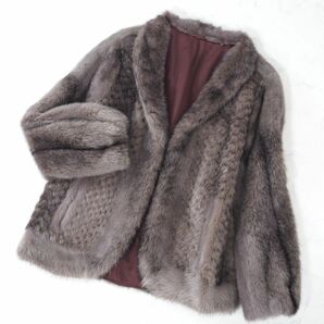 4-YD018 SAN-MARCO FUR ミンク MINK ミンクファー 最高級毛皮 デザインコート ダークパープル ブラウン レディースの画像1