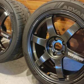 RAYS VOLK RACING TE37 SAGA 18インチ 8.5J +35 114.3 5Ｈ NEOVA ネオバ AD09 245/40R18 4本セット 美品 軽量 鍛造アルミホイール の画像2