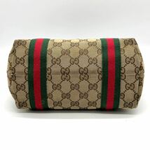 2162【美品】GUCCI グッチ ハンドバッグ トート ミニ 手提げ GG シェリーライン チャーム ゴールド金具 キャンバス レザー 本革 _画像5