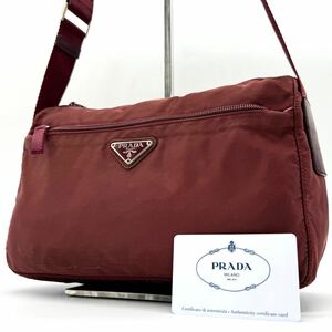 1948【超希少】PRADA プラダ ショルダーバッグ カメラバッグ ポシェット 斜め掛け ポコノ 三角ロゴプレート テスートナイロン レザー 本革