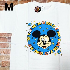 【新品】ディズニー ミッキー Tシャツ M ホワイト ビッグフェイス ゆるダボ