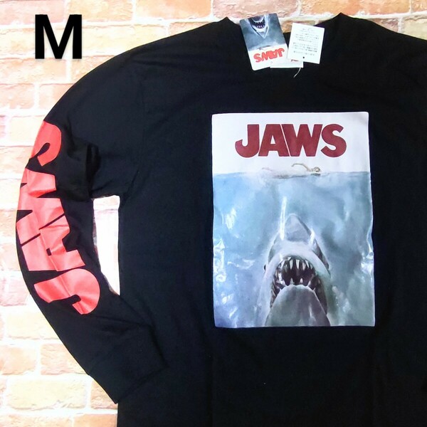 【新品】JAWS ジョーズ Tシャツ ロンT M 長袖 ブラック ビッグプリント