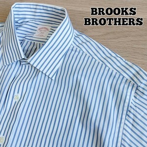 BROOKS BROTHERS　長袖シャツ　メンズ　サイズ16 1/2 （XL相当）ブルックスブラザーズ　ストライプシャツ　青 白　a10