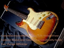 ★ CustomElectronicsModify Heavy Relic Vintage3Tone Sunburst Stratocaster CustomElectronicsModify Fender Puer Vintage 59PickUps_画像1