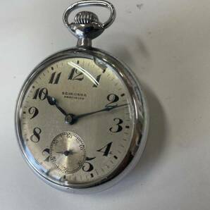 セイコー手巻き式 懐中時計 スモセコ（裏ブタ、ガラス蓋共にネジ式）稼働品の画像2