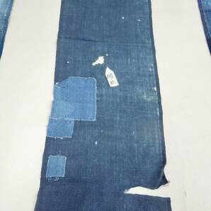 木綿織物 古裂 古布 No170 襤褸 時代裂 藍染 無地 破れの修理が多数 解き物 端切れ アンティーク リメイク パッチワークの画像3