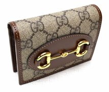 未使用品・現行品 GUCCI グッチ 【GGスプリーム ホースビット 1955 二つ折り財布 コンパクトウォレット 621887 ベージュ×ブラウン】箱付き_画像2