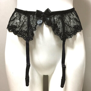 [La-Pomme/la* Poe m] Ricci . sexy . floral print race luxury . garter belt lady's M black made in Japan 