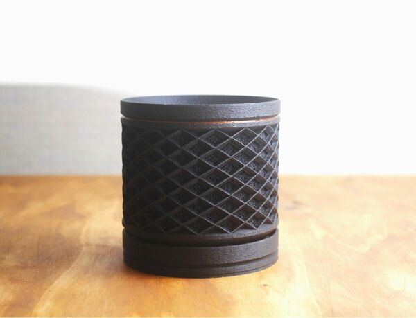 植木鉢/3Dプリント　　マットブラック+カッパー色　直径 役所9.6cm 