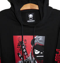 ◆定価1.2万 美品 HIPANDA ハイパンダ CYBORG NINJA HOODIE SWEAT サイボーグ忍者 フーディ スウェットパーカー XLサイズ 黒_画像2