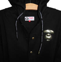 ◆美品 A BATHING APE アベイシングエイプ AAPE LAYERED LONG SLEVE BUTTON BASEBALL HOODIE レイヤード ベースボール パーカー XLサイズ_画像3