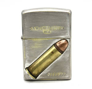 ZIPPO ジッポ 90's ビンテージ シリアルナンバー入り S&W スミス&ウェッソン 銃弾 立体 メタル張り オイルライター 1995年製