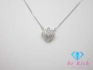 Pt850 プラチナ ダイヤモンド 0.33ct 付 デザイン ネックレス ペンダント メレ 宝石 ジュエリー アクセサリー【中古】th9219