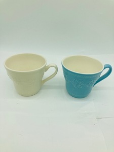 WEDGWOOD/ウェッジウッド FESTIVITY/フェスティビティ ペア マグカップ ブルー &ホワイト ブルーのみ未使用品