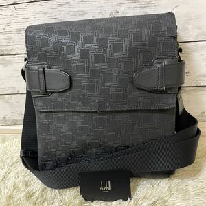 1円【入手困難】ダンヒル dunhill ショルダーバッグ メッセンジャー ビジネス ディーエイト 総柄 本革 PVC 斜め掛け メンズ レザー