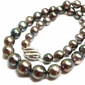 《南洋黒蝶真珠ネックレス》A 約8.0-11.2mm珠 53.6g 約43.5cm pearl necklace ジュエリー jewelry EA2/EB5の画像1