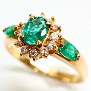 豪華!!《K18 天然エメラルド/天然ダイヤモンドリング》A 約3.3g 約13号 0.17ct 0.33ct 0.33ct emerald ジュエリー ring 指輪 diamondEB8/EBの画像3