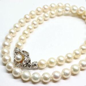 《アコヤ本真珠ネックレス》M 約6.5-7.0mm珠 28.8g 約42cm pearl necklace ジュエリー jewelry DB0/DB0