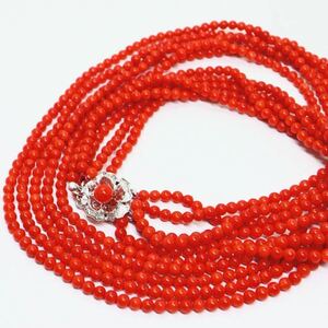 《天然本珊瑚2連ネックレス》M 約32.2g 約46cm coral コーラル necklace ジュエリー jewelry EA2/EA6