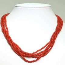 《天然本珊瑚2連ネックレス》M 約32.2g 約46cm coral コーラル necklace ジュエリー jewelry EA2/EA6_画像2