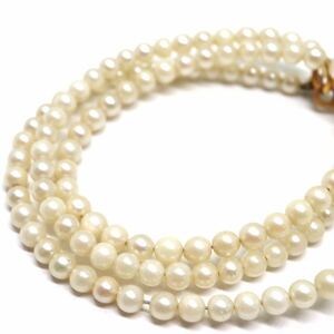 《K18 アコヤ本真珠ベビーパールネックレス》A 約3.0-3.5mm珠 約6.0g 約40cm pearl necklace jewelry DE0/DE0