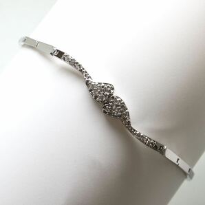 豪華!!《K18WG 天然ダイヤモンドブレスレット》A 約5.6g 約23cm diamond bracelet jewelry ジュエリー ED4/EDの画像1