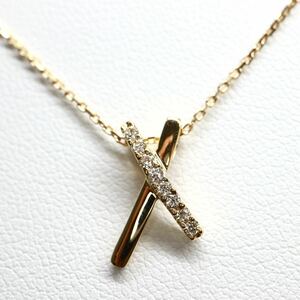 《K18 天然ダイヤモンドネックレス》A 約2.6g 約42cm necklace diamond jewelry ジュエリー EB3/EB3