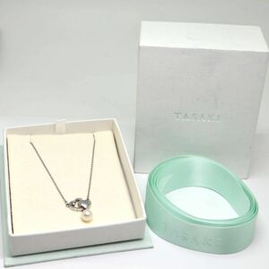 TASAKI(田崎真珠)箱付き!!《天然ダイヤモンド付きアコヤ本真珠ネックレス》A ●約6.2mm珠 約3.2g 約41.5cm 0.01ct necklace DC0/EA2