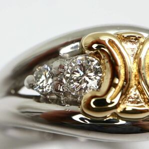 CELINE(セリーヌ)《Pt900/K18(750) 天然ダイヤモンドリング》A 約11.9g 11号 0.31ct diamond ring 指輪 EF4/EF9の画像5