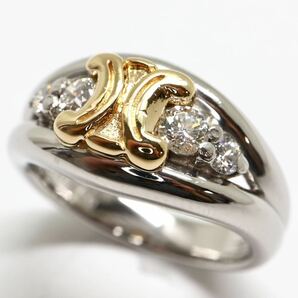 CELINE(セリーヌ)《Pt900/K18(750) 天然ダイヤモンドリング》A 約11.9g 11号 0.31ct diamond ring 指輪 EF4/EF9の画像1