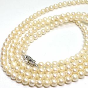 《アコヤ本真珠ロングネックレス》A 約6.0-6.5mm珠 65.3g 約116cm pearl necklace ジュエリー jewelry DB0/DE0