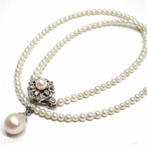 《アコヤ本真珠ネックレス》A 約2.5-7.5mm珠 約6.7g 約37cm pearl necklace jewelry DA0/DE0